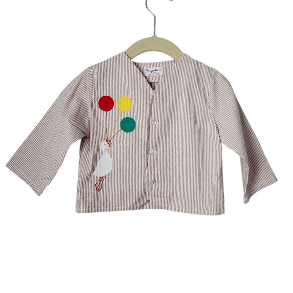 HONEYSUCKLE VINTAGE 60s Seersucker Stork Balloon‎ Baby Jacket 18M